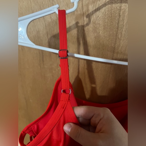 Red Lace Up Swimsuit - Picture 3 of 8